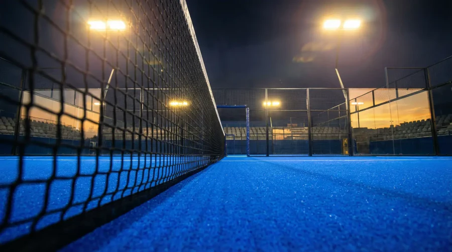 Pista de pádel profesional con iluminación de torneo Premier Padel