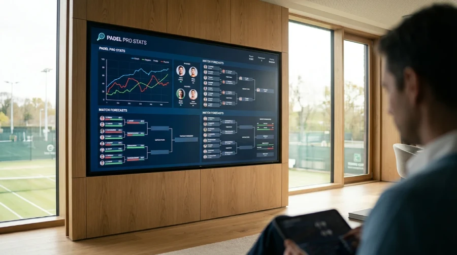 Pantalla con estadísticas y datos de parejas de pádel profesional para elaborar pronósticos de apuestas